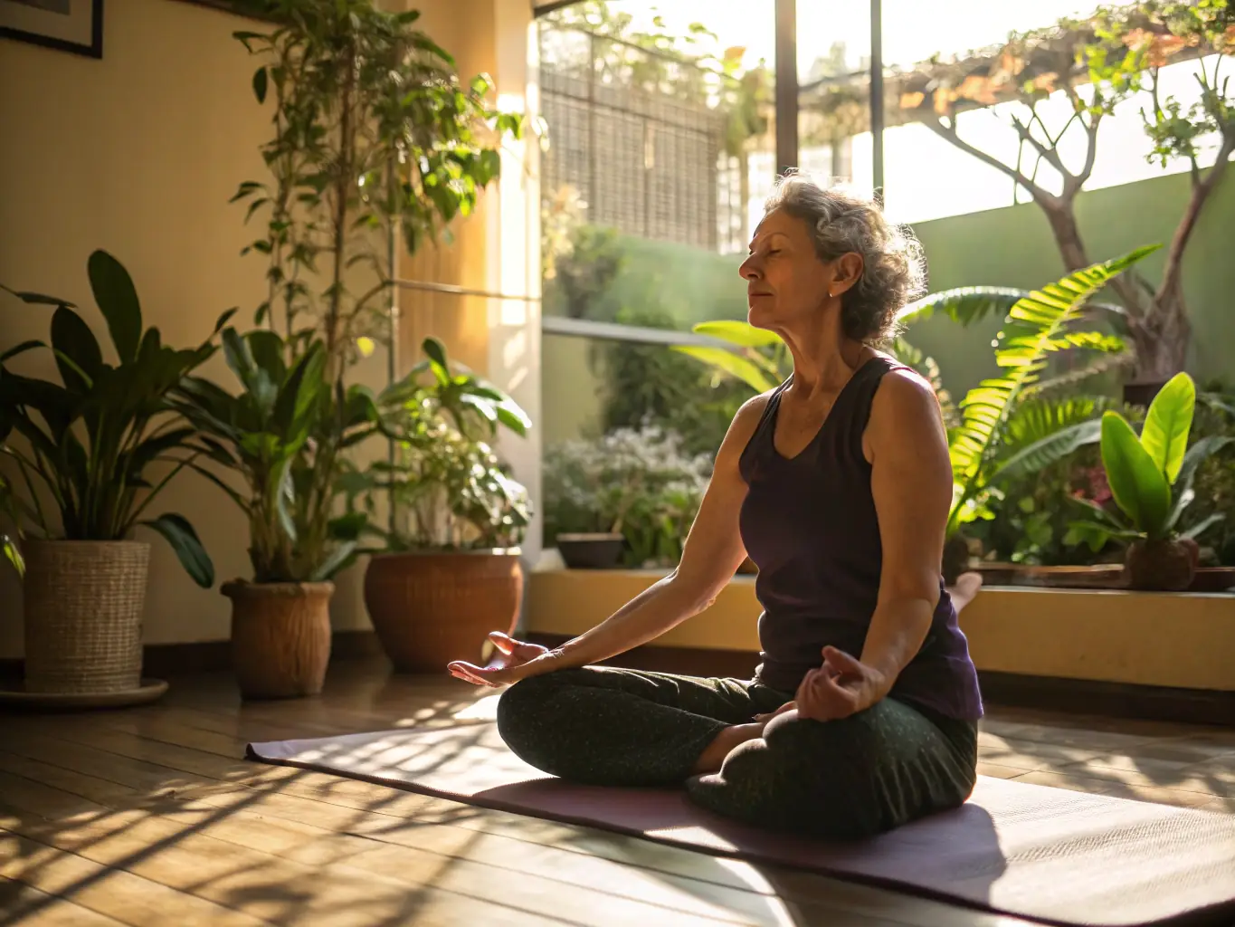 A person practicing mindfulness meditation in a quiet office space, highlighting the importance of mental wellness for busy professionals.